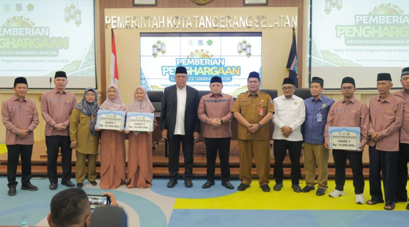Pemkot Tangsel Beri Penghargaan kepada Kafilah Berprestasi di MTQ Banten 2026